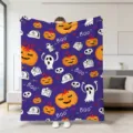 Halloween Wohndecke mit niedlichem Geist Kürbis Totenkopf Motiv weiche kuschelige Plüschdecke Sofa - Stil 3 / 70x100cm