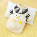 Cute striped pet hoodie for dogs and cats with cartoon duck design, warm fleece lining, comfortable wear. - XS / White Little Penguin