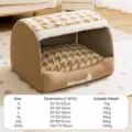 Letto caldo e spesso per animali domestici, design grotta in peluche pied de poule con taglie. - S: 35x30x30cm / Marrone Lomi Pied-de-poule