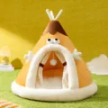Accogliente tenda in peluche per animali domestici cuccia calda gatto letto cane piccolo grotta - S (38*38cm) / Giallo Locke Occhi Carini
