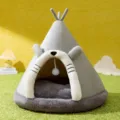 Tenda calda invernale per animali casa gatto cane yurta grigia letto peluche variante - XL (65*65cm) / Cuccia per gatti grigio Milo