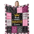 Custom printed flannel blanket with heartwarming family quotes and crown design for daughters. - 2 / 75x100cm
