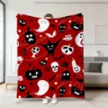 Halloween Plueschdecke, rote gruselige Geister und Kuerbisse Druck Sofa Wohndecke. - Stil 5 / 70x100cm