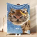 Cute tiger fleece blanket for kids and adults, funny animal print throw blanket for couch bedroom. - 8