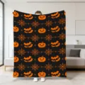 Halloween Wohndecke mit orangem Kürbis und Fledermaus Muster, weiche Kuscheldecke Sofa. - Stil 6 / 70x100cm