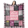 Custom Granddaughter Print Flannel Blanket Pink Black Warm Nap Blanket Cozy Gift - 8