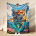 Cute tiger printed flannel blanket soft cozy animal nap blanket for home bedroom decor - 70X100cm / 1