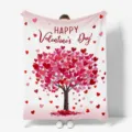 Valentine's day flannel blanket with heart tree design, soft and cozy gift for women and friends. - Valentine Heart Tree Style