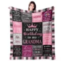Cozy flannel throw blanket featuring warm birthday wishes and crown print, ideal grandma gift. - 10
