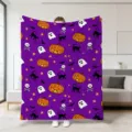 Halloween Fleecedecke lila süßer Kürbis Geist Druck Sofa Decke kuschelig warm weich - Stil 9 / 70x100cm