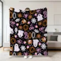 Halloween Wohndecke mit süßem Geist und Kürbis Druck weiche Plüschdecke für Sofa - Stil 10 / 70x100cm