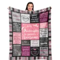 Custom granddaughter fleece blanket pink black warm flannel blanket with touching love quotes. - 13