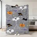 Halloween Plueschdecke mit Geist Kuerbis Druck weiche kuschelige Sofa Ueberwurfdecke - Stil 12 / 70x100cm