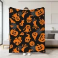 Halloween Plüsch Wohndecke mit gruseligem Geist Kürbis Schädel Druck für Sofa Bett Deko - 20 / 70x100