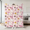 Rosa kawaii Halloween Fleecedecke mit süßem Geist und Kürbis Print für gemütliche Sofadeko. - 21 / 70x100