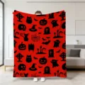 Halloween rote Fleecedecke mit gruseligem Geist Kürbis Totenkopf Druck weiche Sofadecke Kuscheldecke - 24 / 70x100