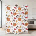 Halloween Fleecedecke mit süßem Geist Kürbis Schädel Druck, weiche Kuscheldecke für Sofa. - 30 / 70x100
