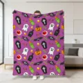 Halloween Plueschdecke mit niedlichem Geist und Kuerbis Print, weiche Sofadecke fuer den Herbst. - 31 / 70x100