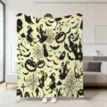 Halloween Flausch Decke mit Geist und Kürbis Motiv, weiche Kuscheldecke für Sofa und Bett. - 35 / 70x100