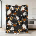 Halloween Plüsch Wohndecke mit süßem Geist und Kürbis Print für Sofa Bett. - 41 / 70x100