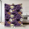Halloween Fleecedecke mit Grusel Geist Kürbis Totenkopf Druck für gemütliche Sofa Kuscheldecke - 44 / 70x100