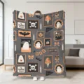 Halloween Plueschdecke mit suessen Geist Kuerbis und Totenkopf Print, gemuetliche Sofa Decke. - Stil 45 / 70x100cm