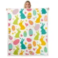 Easter flannel blanket colorful rabbit egg printed throw blanket cozy home decor gift - Style 2 / 70X100cm