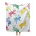 Soft flannel blanket with colorful watercolor Easter bunnies design for cozy home decor. - Style 4 / 70X100cm