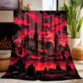 Halloween gothic castle print throw blanket, soft plush fuzzy fleece blanket for home bed. - Style 1 / 70X100cm