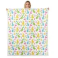 Paasei flanellen deken met kleurrijke konijn en ei print, gezellige zachte sprei voor bed. - Stijl 6