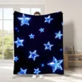 Coperta in flanella cielo stellato da sogno con stampa di stelle di cristallo blu per divano. - 25