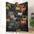 Cute cartoon cats pattern fleece throw blanket for sofa and office nap cozy and soft home - 70×100cm / MT4898