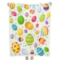 Zachte flanellen deken met kleurrijke paaseieren print, ideaal voor feestelijke huisdecoratie. - Stijl 8