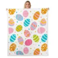 Kleurrijke flanellen deken met paaseieren print, zachte comfortabele woondeken voor de feestdagen. - Stijl 9