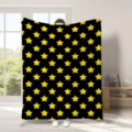 Coperta in flanella nera con stelle gialle, morbido plaid accogliente per divano e letto. - modello 2 / 70x100