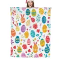 Zachte flanellen deken met kleurrijke paaseieren en konijnenoren print, ideaal voor feestdagen. - Stijl 11