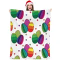 Flanel paasdeken met kleurrijke paaseieren print, zachte fleece deken voor feestdag decor. - Stijl 12