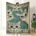 Cute cat print flannel blanket, cozy sofa throw blanket for home and office nap use. - 70×100cm / MT4904