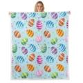 Flanellen deken met kleurrijke paaseieren print, zachte comfortabele woondeken voor feestdagen. - 13