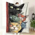 Colorful Cats Fleece Throw Blanket Soft Cute Animal Print Sofa Bed Nap Blanket Variant - 70×100cm / MT4906