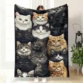 Cute cat fleece blanket for sofa and office nap, soft flannel animal throw blanket cozy. - 70×100cm / MT4907