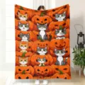 Cute Cartoon Cat Pumpkin Flannel Blanket Soft Cozy Warm Sofa Throw Nap Blanket Style - 70×100cm / MT4908