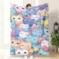 Cute cartoon cat fleece blanket, soft flannel throw blanket for sofa or office nap. - 70×100cm / MT4909