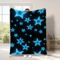 Coperta in pile blu notte stellata, plaid con motivo di stelle luminose per divano. - Stile 13