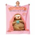 Gezellige roze luiaard fleece deken met grappig oplaadontwerp, ideaal cadeau voor je moeder. - Stijl 23
