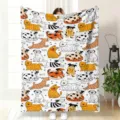 Cute cartoon dog flannel blanket, soft cozy sofa throw for office nap and home decor use. - 70×100cm 230g/m² / MT4911