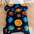 Space planet plush blanket cartoon solar system nap blanket soft warm bedding decor for kids - 75x100cm