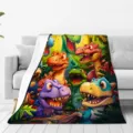 Cute cartoon dinosaur flannel blanket soft warm lightweight detail view for home bedding - 75*100cm / 2