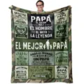 Custom Father's Day flannel blanket with heartfelt Spanish text print, cozy soft fleece throw. - 6 / 75x100cm