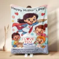 Mother's Day fleece blanket supermom cartoon graphic flannel warm throw for gift - Style 16